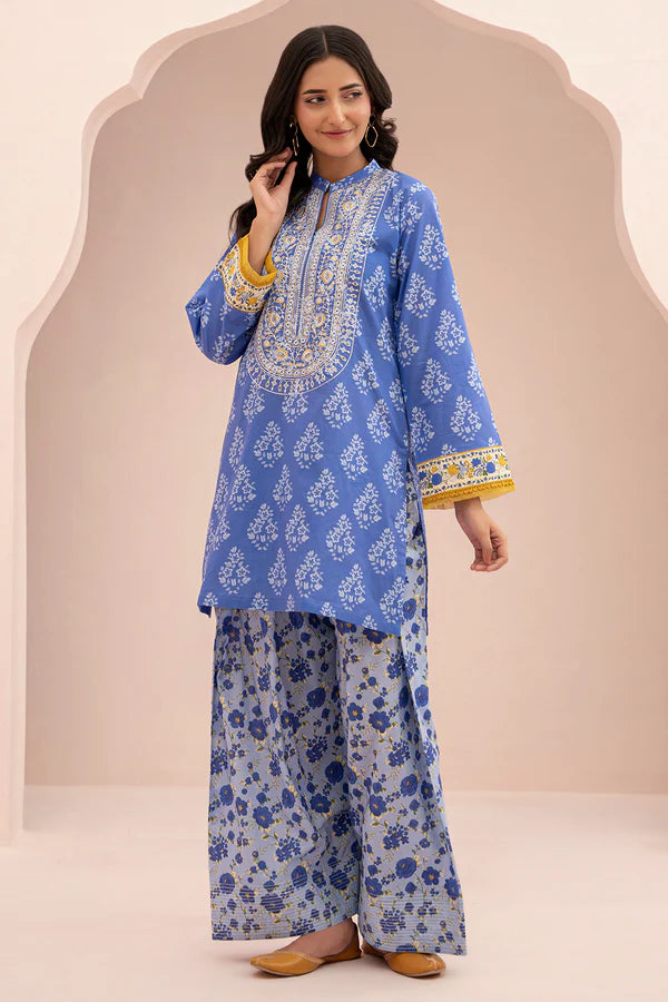 Embroidered Shirt Shalwar Blue - 0485 - Zellbury