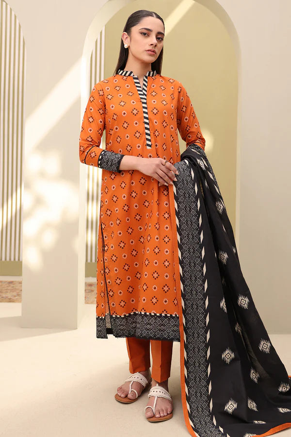 Shirt Shalwar Dupatta Orange - 0328 - Zellbury