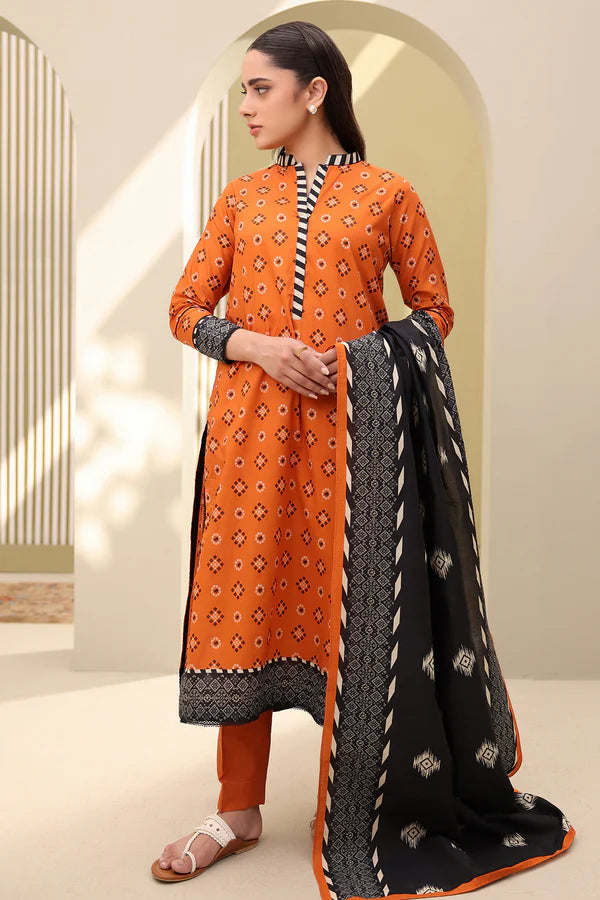 Shirt Shalwar Dupatta Orange - 0328 - Zellbury