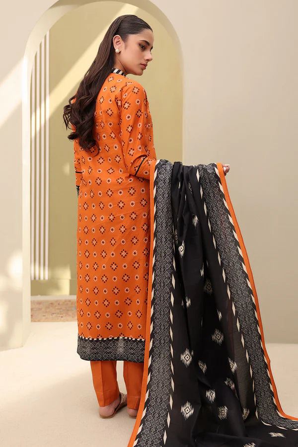 Shirt Shalwar Dupatta Orange - 0328 - Zellbury