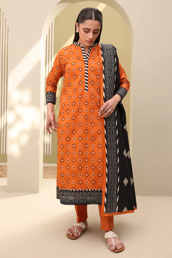 Shirt Shalwar Dupatta Orange - 0328 - Zellbury
