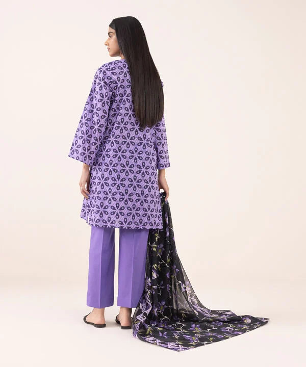 Purple 3 PIECE - PRINTED LAWN SUIT - Sapphire