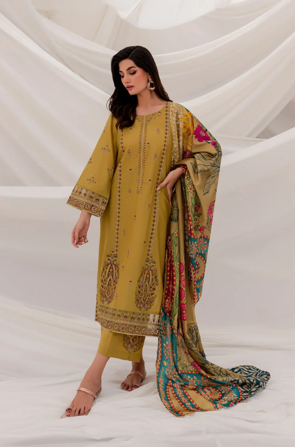JAZMIN- 3PC Dhanak EMBROIDERED JA-48