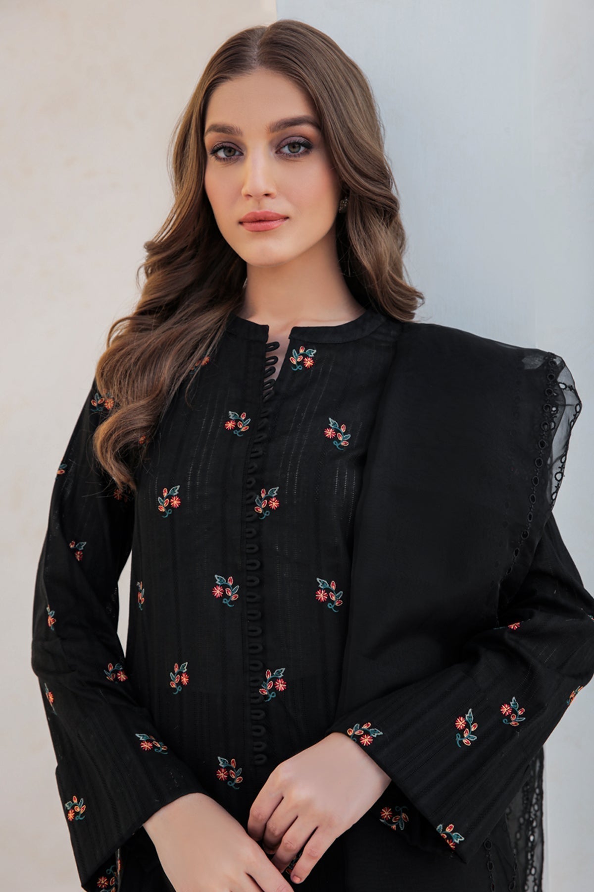 JAZMIN - 3PC CAMBRIC EMBROIDERED JA-08