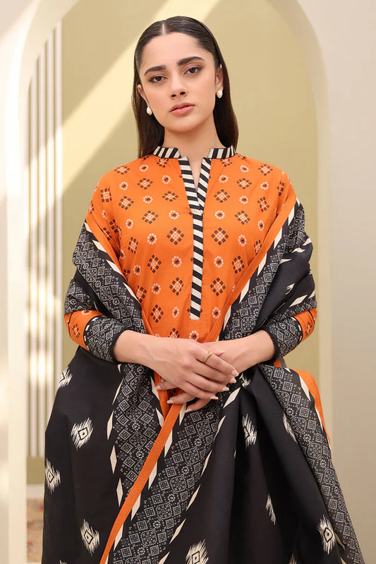Shirt Shalwar Dupatta Orange - 0328 - Zellbury